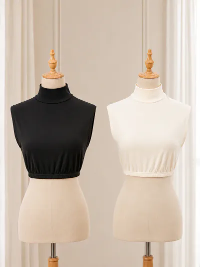 High neck half body Black